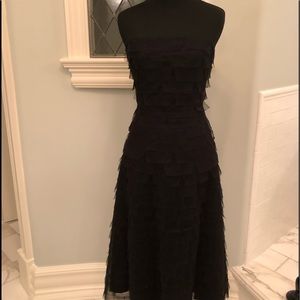 BCBG Max Azria black strapless tulle ruffle dress